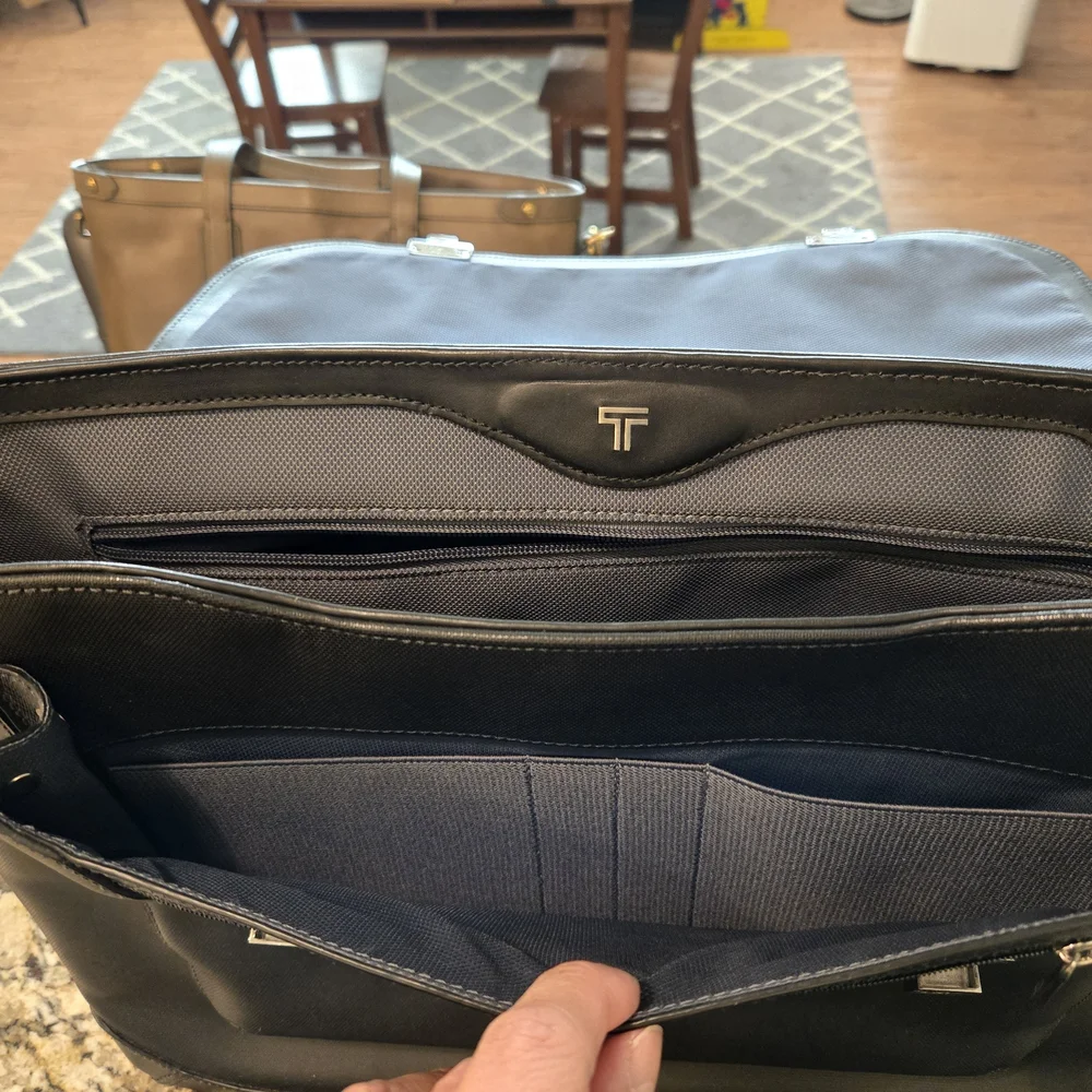 Tumi Black Leather Formula T Briefcase